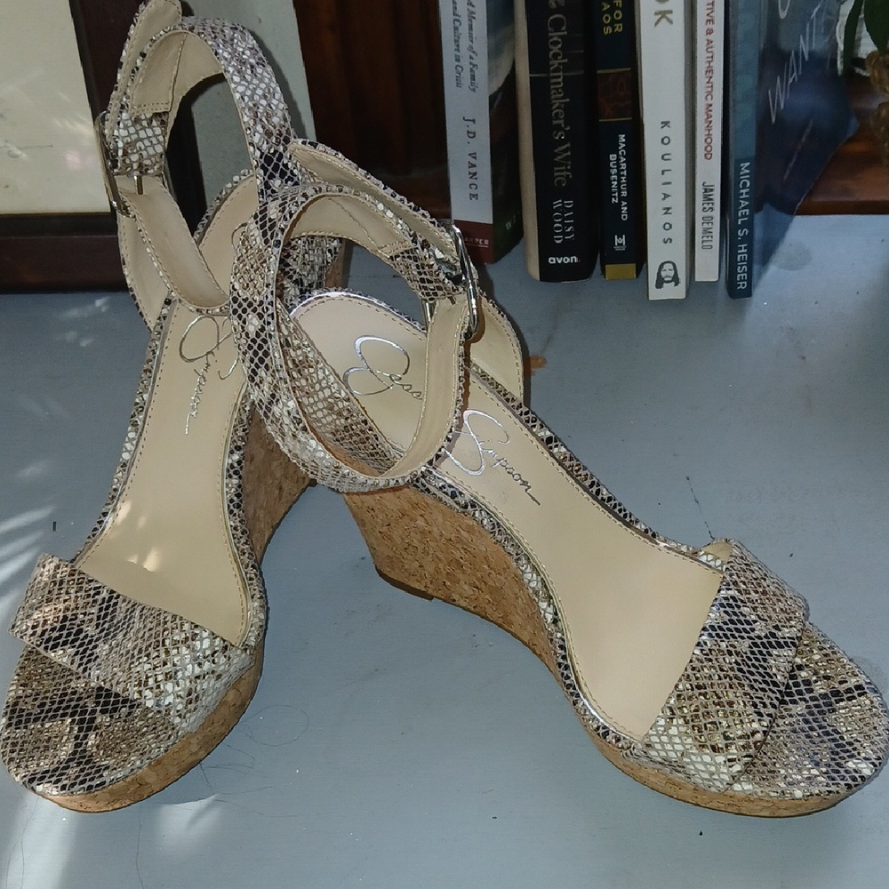 Jessica Simpson Elegant Snakeskin Wedge Sandals